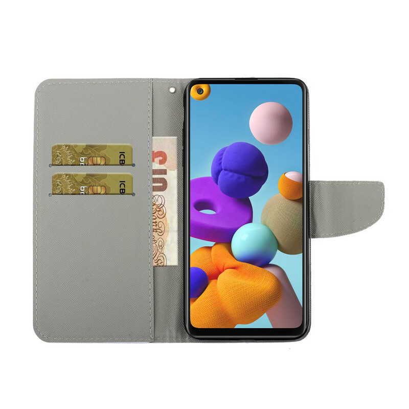 Housse Samsung Galaxy A21s Marguerites à Lanière Housse Samsung Galaxy A21s Marguerites à Lanière