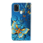 Housse Samsung Galaxy A21s Variations Papillons à Lanière