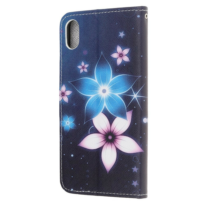 Housse iPhone XR Fleurs Lunaires à Lanière