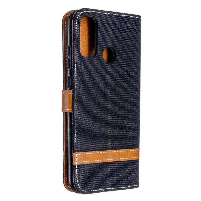 Housse Huawei P Smart Plus 2020 Tissu et Effet Cuir à Lanière Housse Huawei P Smart Plus 2020 Tissu et Effet Cuir à Lanière