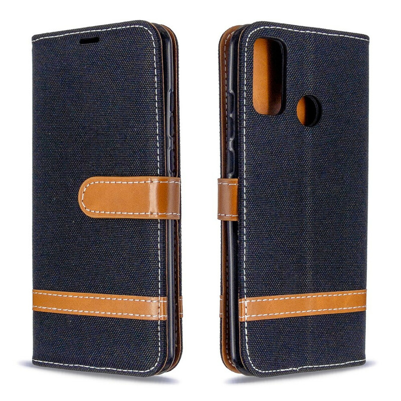 Housse Huawei P Smart Plus 2020 Tissu et Effet Cuir à Lanière Housse Huawei P Smart Plus 2020 Tissu et Effet Cuir à Lanière