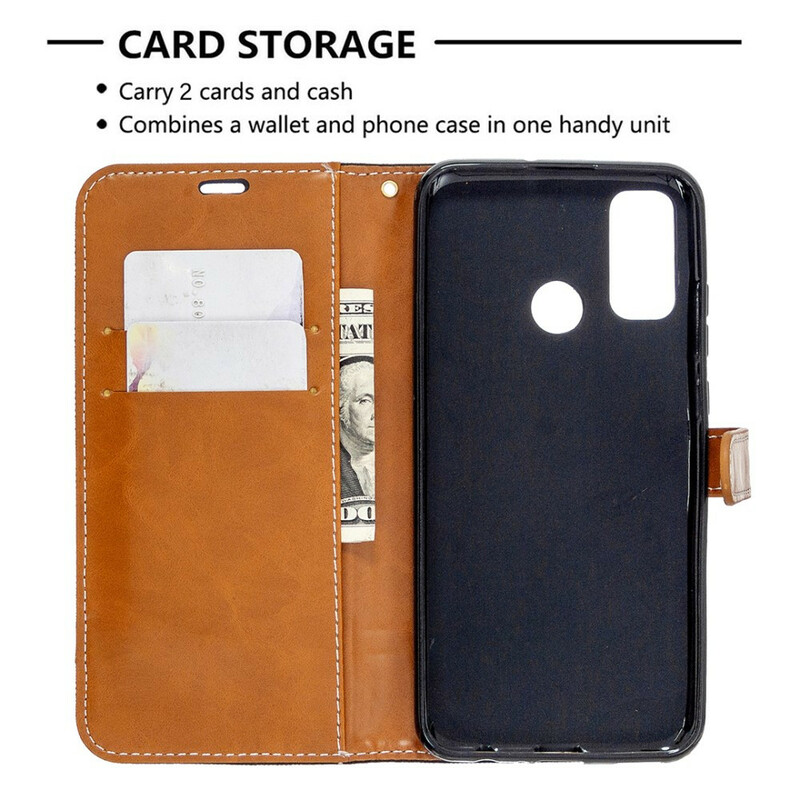Housse Huawei P Smart Plus 2020 Tissu et Effet Cuir à Lanière Housse Huawei P Smart Plus 2020 Tissu et Effet Cuir à Lanière