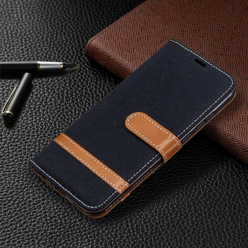 Housse Huawei P Smart Plus 2020 Tissu et Effet Cuir à Lanière Housse Huawei P Smart Plus 2020 Tissu et Effet Cuir à Lanière
