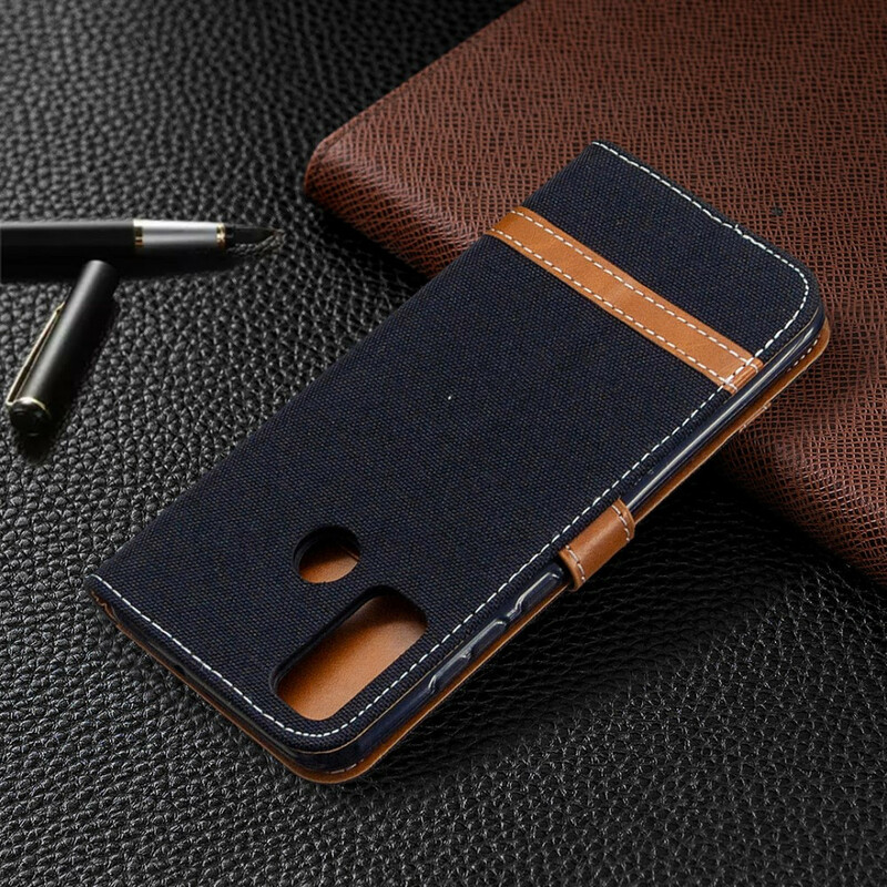 Housse Huawei P Smart Plus 2020 Tissu et Effet Cuir à Lanière Housse Huawei P Smart Plus 2020 Tissu et Effet Cuir à Lanière