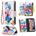 Housse iPhone XR Poche Zippée Papillons Housse iPhone XR Poche Zippée Papillons