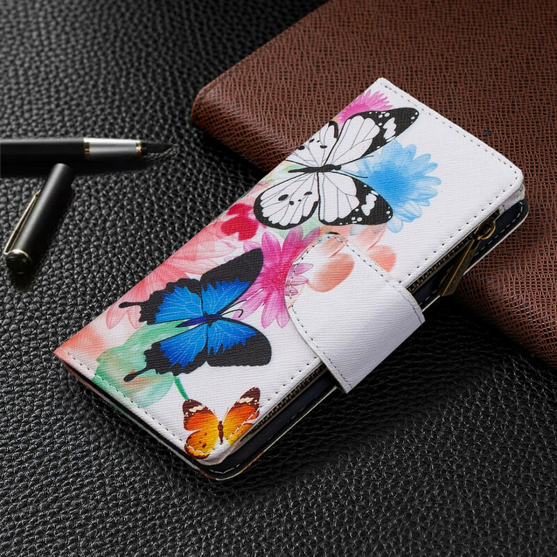 Housse iPhone XR Poche Zippée Papillons Housse iPhone XR Poche Zippée Papillons