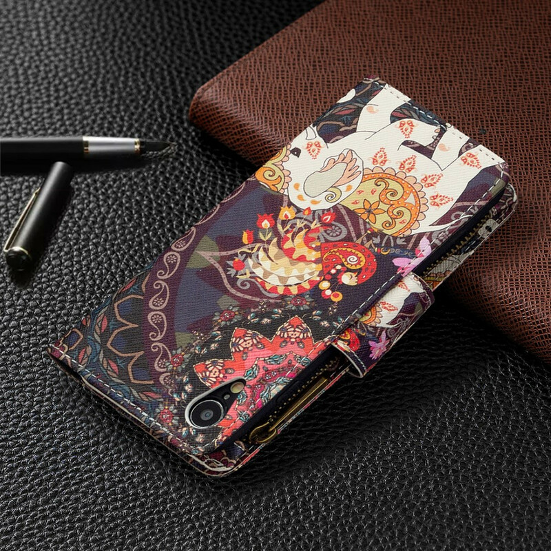 Housse iPhone XR Poche Zippée Éléphant Housse iPhone XR Poche Zippée Éléphant