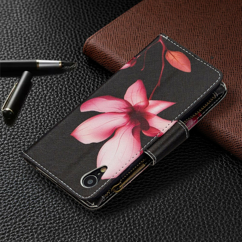 Housse iPhone XR Poche Zippée Fleur Housse iPhone XR Poche Zippée Fleur