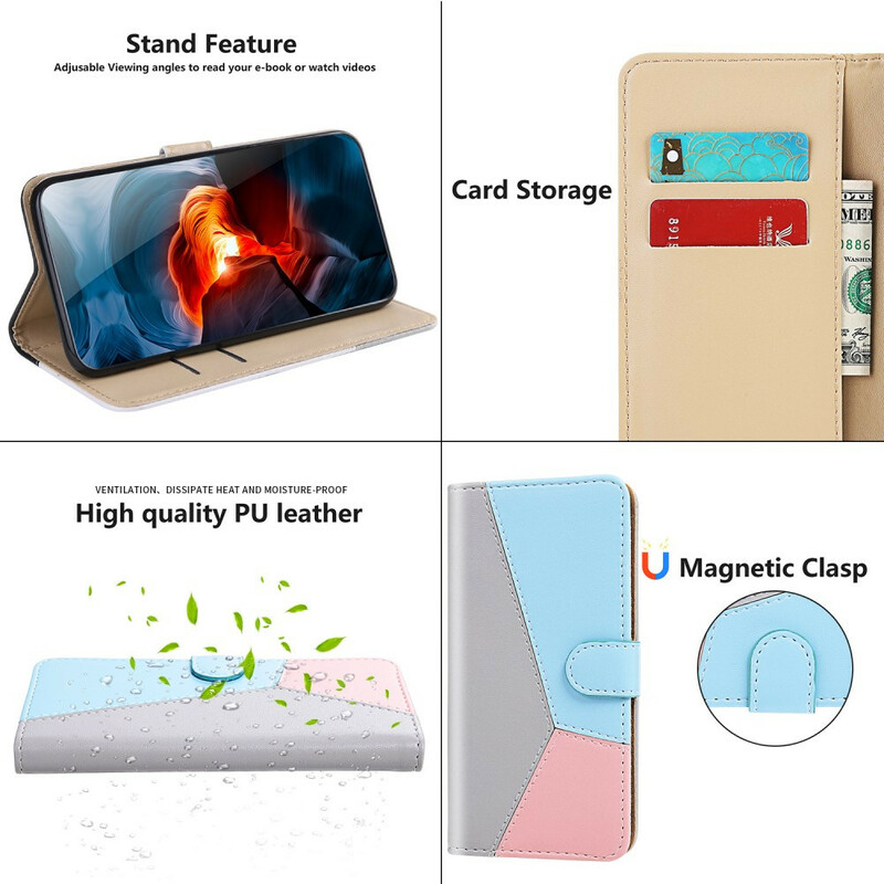 Housse Samsung Galaxy A51 Effet Cuir Tricolore Housse Samsung Galaxy A51 Effet Cuir Tricolore