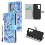 Housse Huawei P40 Lite 5G Papillons Diamants à Lanière Housse Huawei P40 Lite 5G Papillons Diamants à Lanière