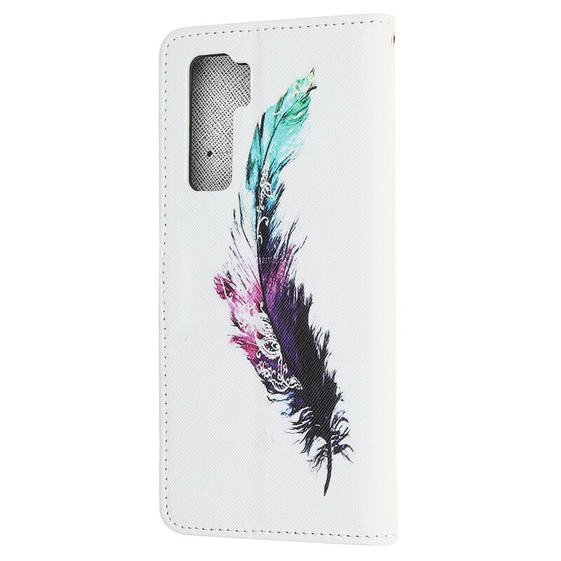 Housse Huawei P40 Lite 5G Plume à Lanière Housse Huawei P40 Lite 5G Plume à Lanière