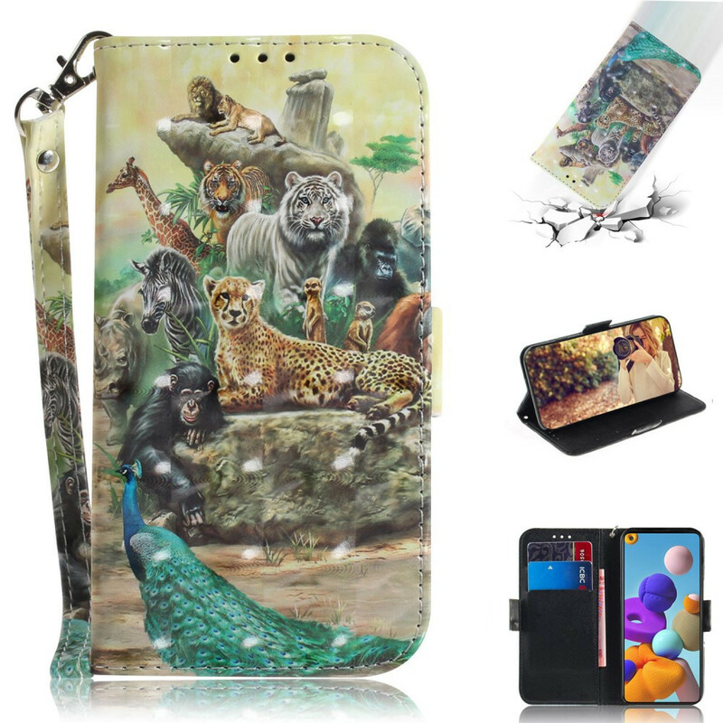 Housse Samsung Galaxy A21s Animaux Safari à Lanière Housse Samsung Galaxy A21s Animaux Safari à Lanière