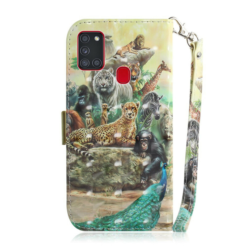 Housse Samsung Galaxy A21s Animaux Safari à Lanière Housse Samsung Galaxy A21s Animaux Safari à Lanière