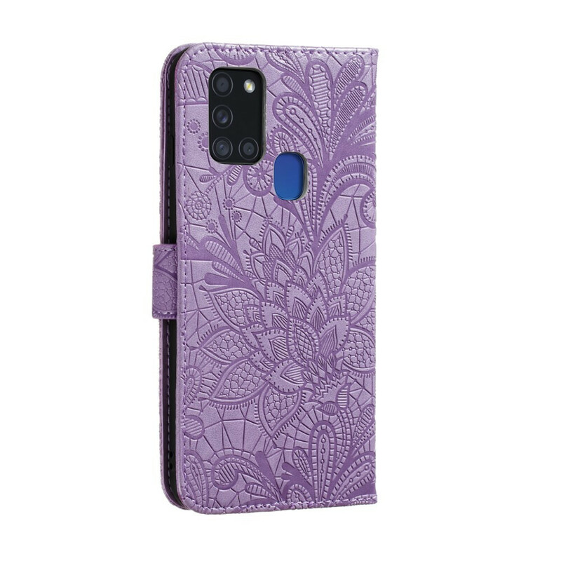 Housse Samsung Galaxy A21s Fleurs Tribales à Lanière Housse Samsung Galaxy A21s Fleurs Tribales à Lanière