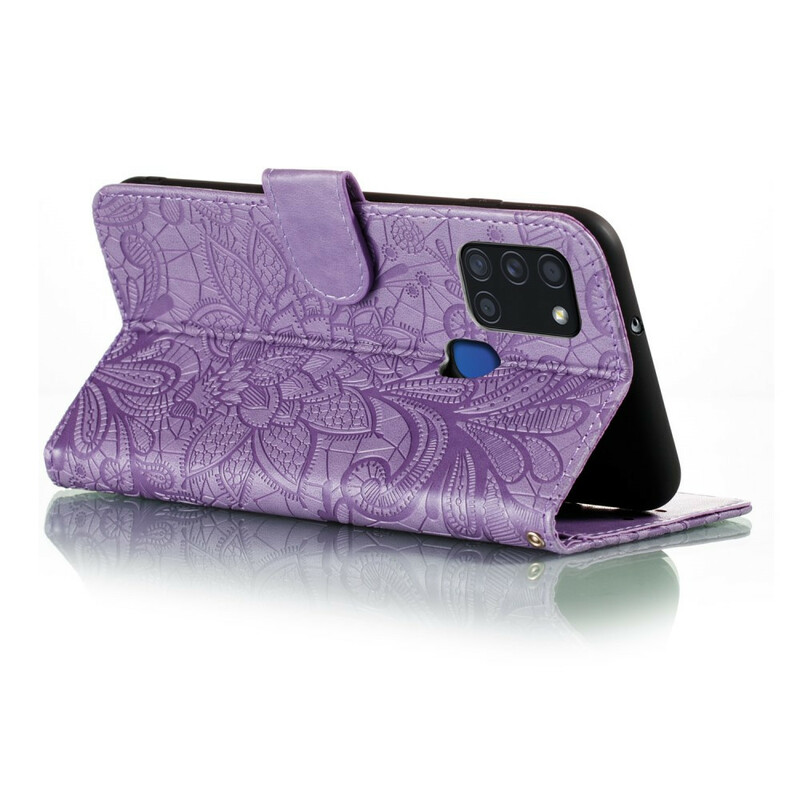 Housse Samsung Galaxy A21s Fleurs Tribales à Lanière Housse Samsung Galaxy A21s Fleurs Tribales à Lanière