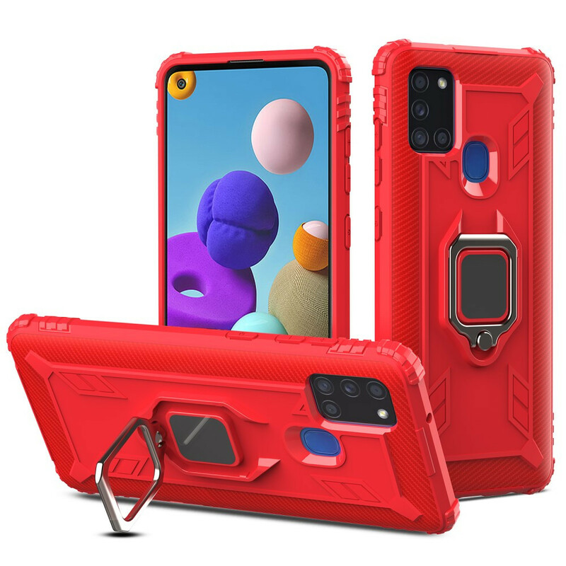 Coque Samsung Galaxy A21s Ring et Fibre Carbone Coque Samsung Galaxy A21s Ring et Fibre Carbone