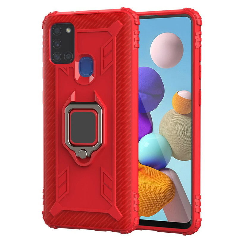 Coque Samsung Galaxy A21s Ring et Fibre Carbone Coque Samsung Galaxy A21s Ring et Fibre Carbone