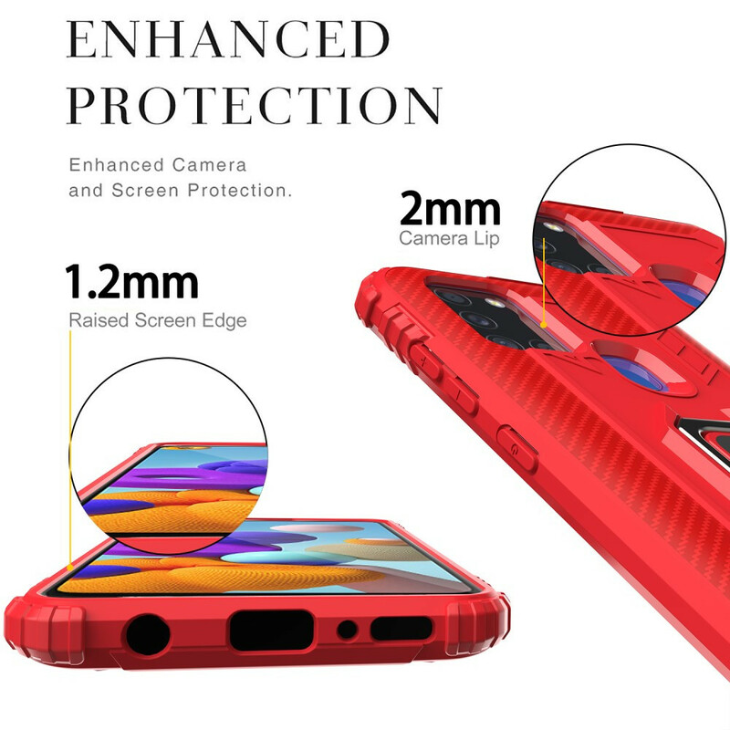 Coque Samsung Galaxy A21s Ring et Fibre Carbone Coque Samsung Galaxy A21s Ring et Fibre Carbone