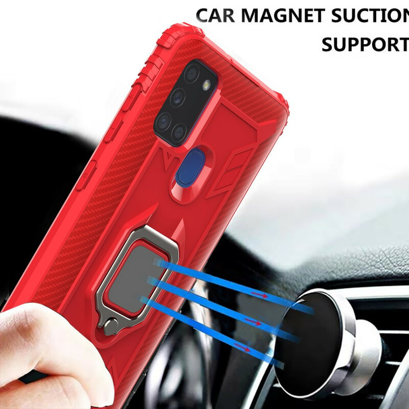 Coque Samsung Galaxy A21s Ring et Fibre Carbone Coque Samsung Galaxy A21s Ring et Fibre Carbone