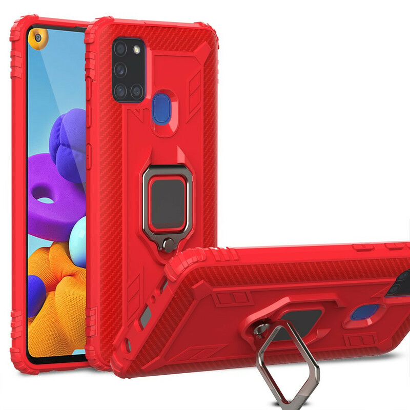 Coque Samsung Galaxy A21s Ring et Fibre Carbone Coque Samsung Galaxy A21s Ring et Fibre Carbone