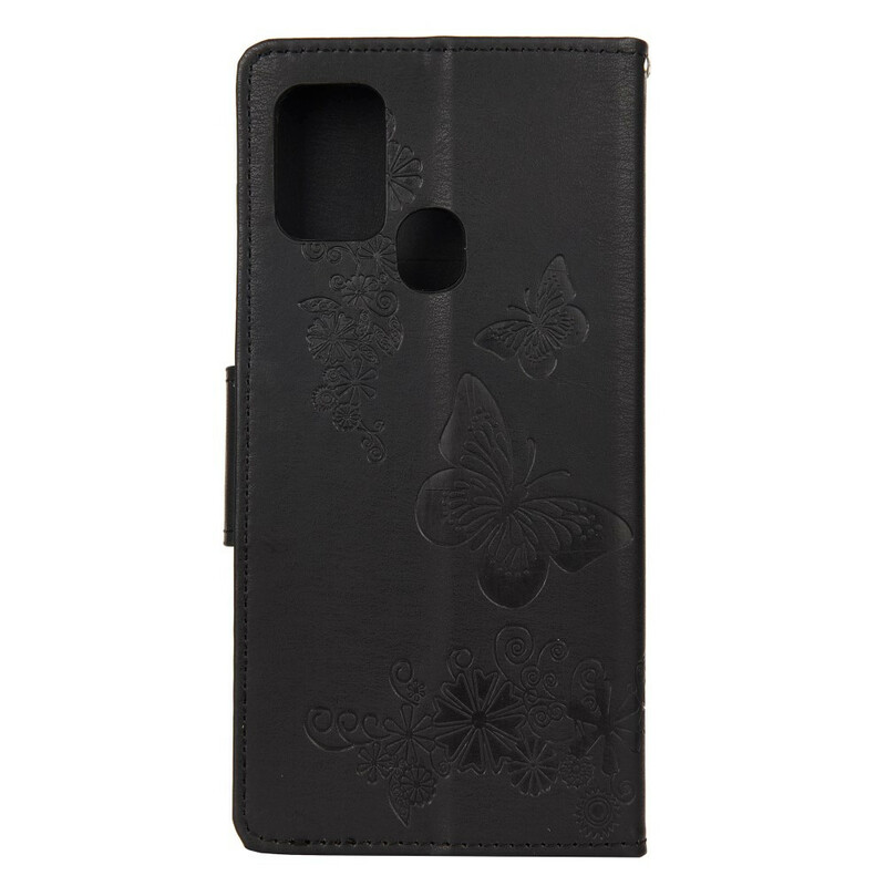 Housse Samsung Galaxy A21s Splendides Papillons à Lanière Housse Samsung Galaxy A21s Splendides Papillons à Lanière