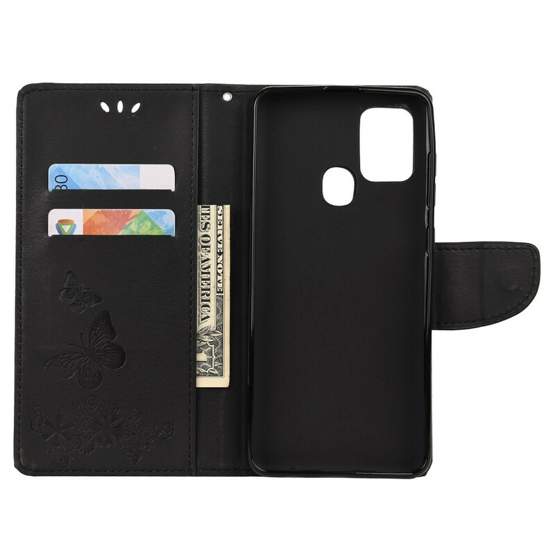 Housse Samsung Galaxy A21s Splendides Papillons à Lanière Housse Samsung Galaxy A21s Splendides Papillons à Lanière
