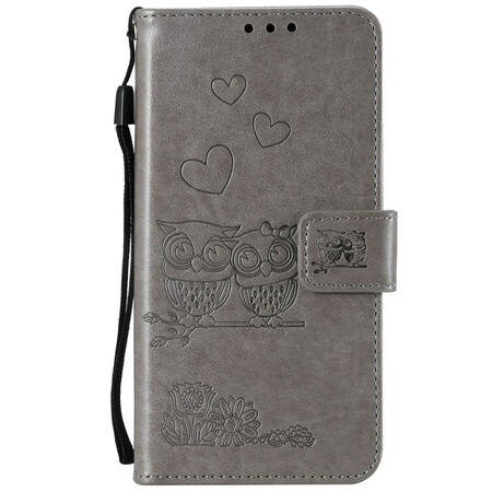 Housse Honor 8A / Huawei Y6 2019 Hiboux Amoureux à Lanière