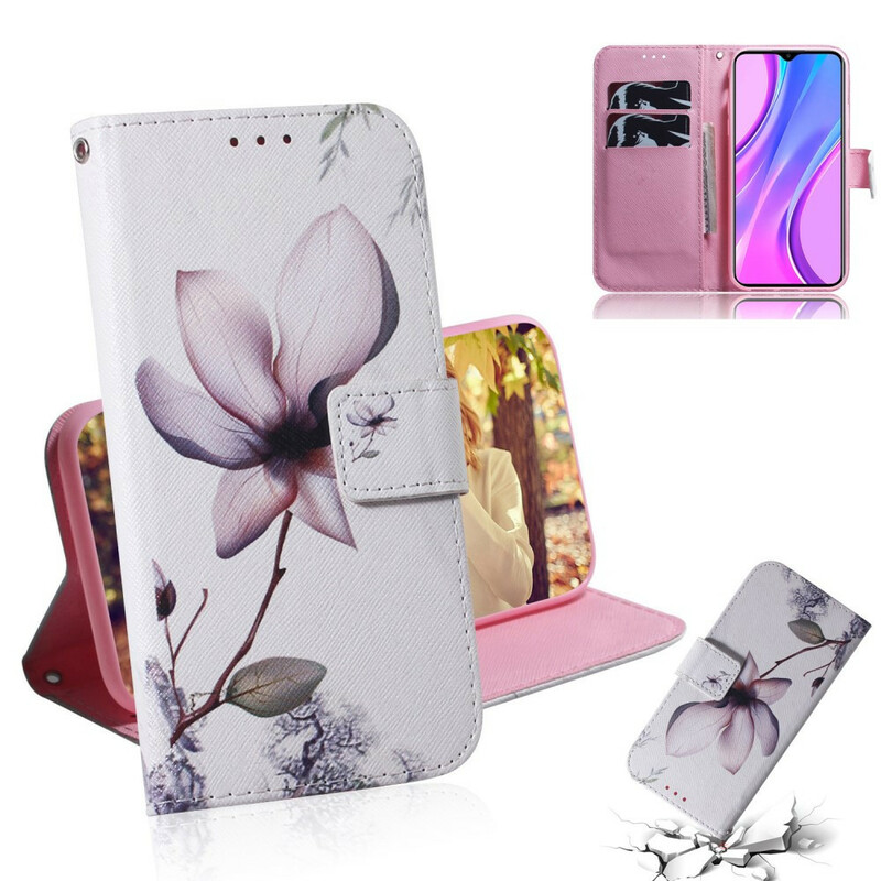 Housse Xiaomi Redmi 9 Fleur Vieux Rose