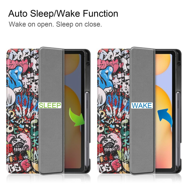Smart Case Samsung Galaxy Tab S6 Lite Porte-Crayon Graffitis Smart Case Samsung Galaxy Tab S6 Lite Porte-Crayon Graffitis