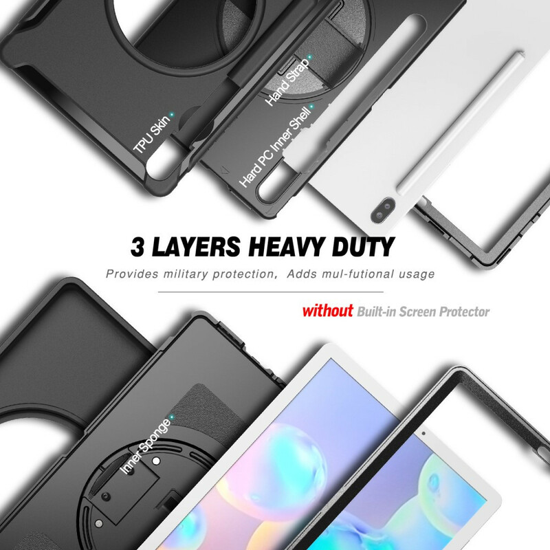 Coque Samsung Galaxy Tab S6 Triple Protection avec Sangle et Support Coque Samsung Galaxy Tab S6 Triple Protection avec Sangle et Support