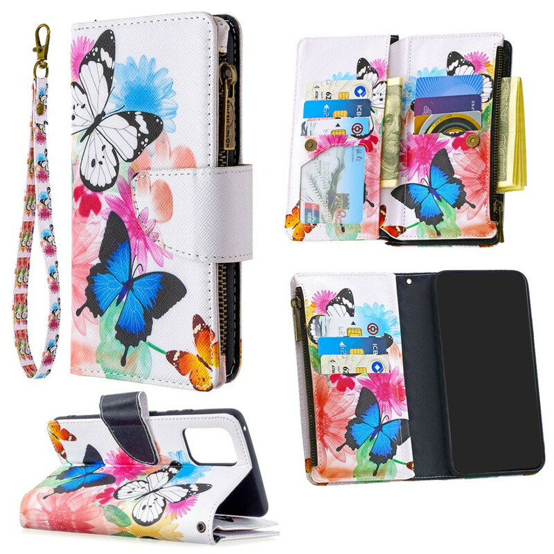 Housse Samsung Galaxy S10 Lite Poche Zippée Papillons Housse Samsung Galaxy S10 Lite Poche Zippée Papillons