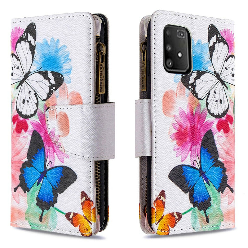 Housse Samsung Galaxy S10 Lite Poche Zippée Papillons