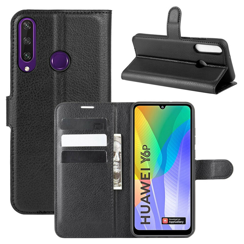Housse Huawei Y6p Simili Cuir Litchi Classique Housse Huawei Y6p Simili Cuir Litchi Classique