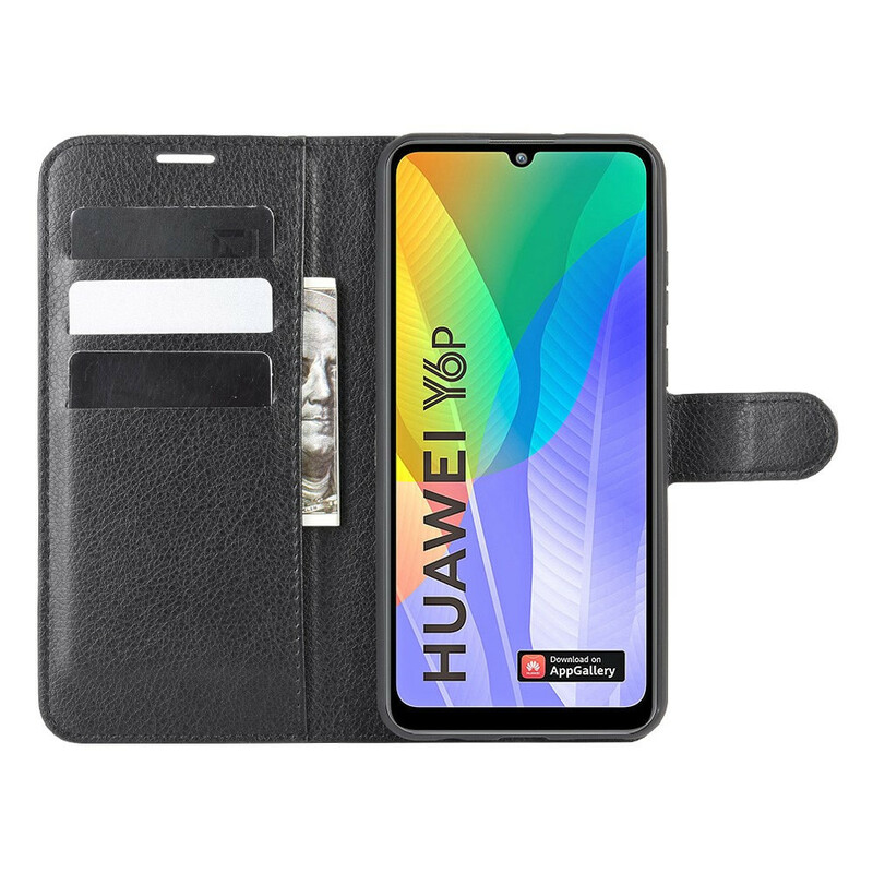 Housse Huawei Y6p Simili Cuir Litchi Classique Housse Huawei Y6p Simili Cuir Litchi Classique