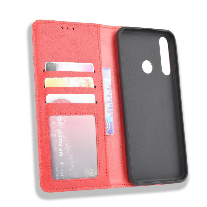 Flip Cover Huawei Y6p Effet Cuir Vintage Stylisé