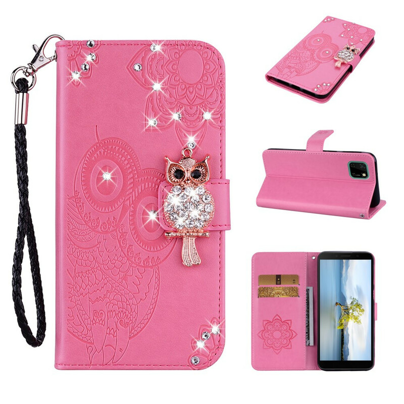 Housse Huawei Y5p Hibou Mandala et Breloque Housse Huawei Y5p Hibou Mandala et Breloque