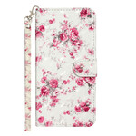 Housse Huawei Y6p Fleurs Light Spots à Lanière Housse Huawei Y6p Fleurs Light Spots à Lanière
