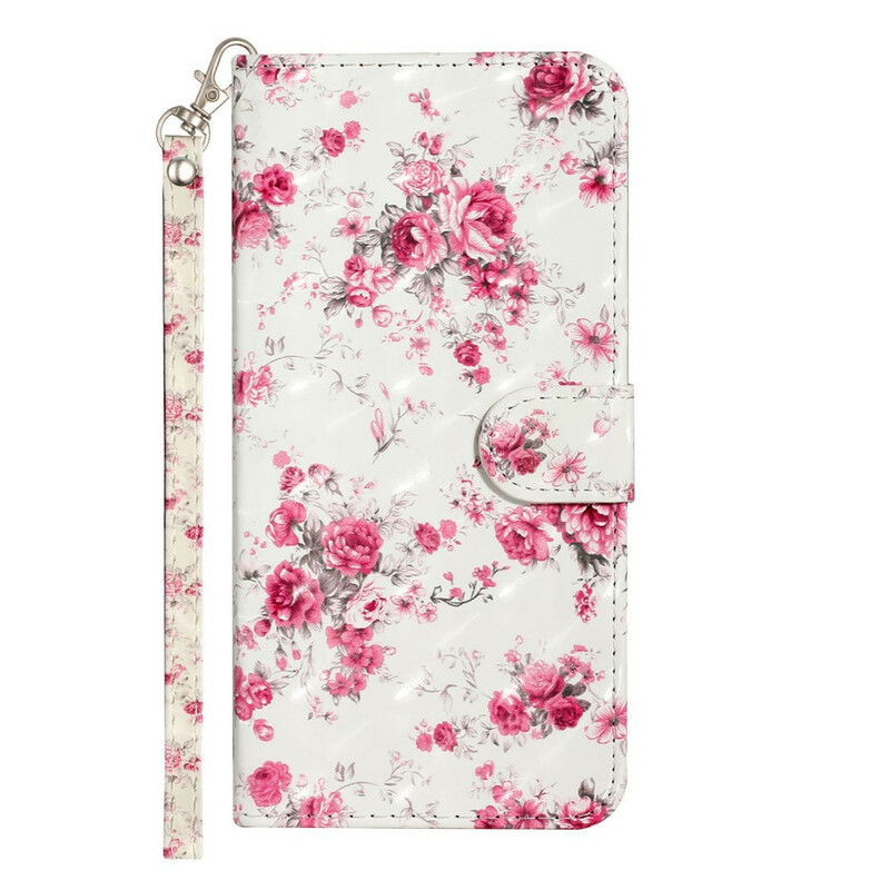 Housse Huawei Y6p Fleurs Light Spots à Lanière Housse Huawei Y6p Fleurs Light Spots à Lanière