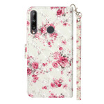 Housse Huawei Y6p Fleurs Light Spots à Lanière Housse Huawei Y6p Fleurs Light Spots à Lanière