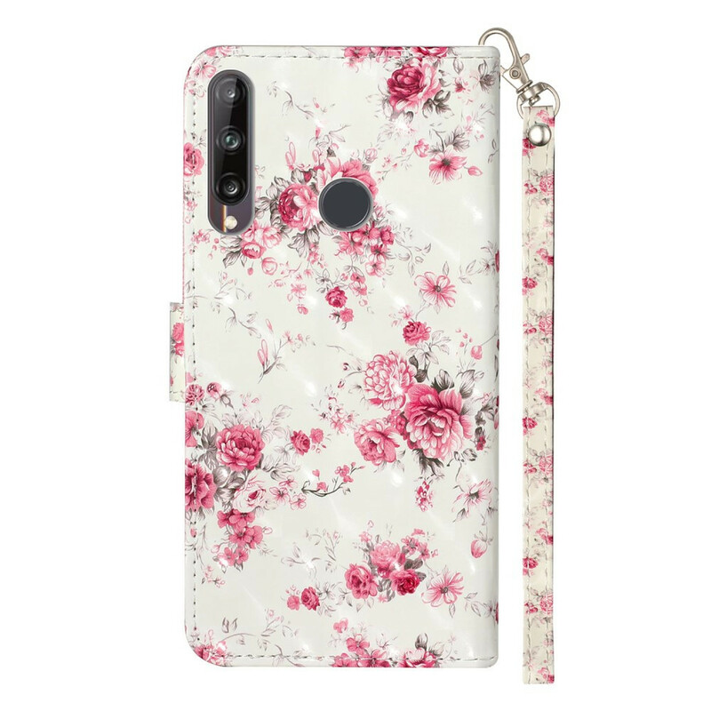 Housse Huawei Y6p Fleurs Light Spots à Lanière Housse Huawei Y6p Fleurs Light Spots à Lanière