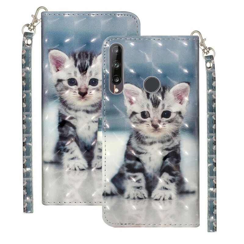 Housse Huawei Y6p Chaton Light Spots à Lanière Housse Huawei Y6p Chaton Light Spots à Lanière