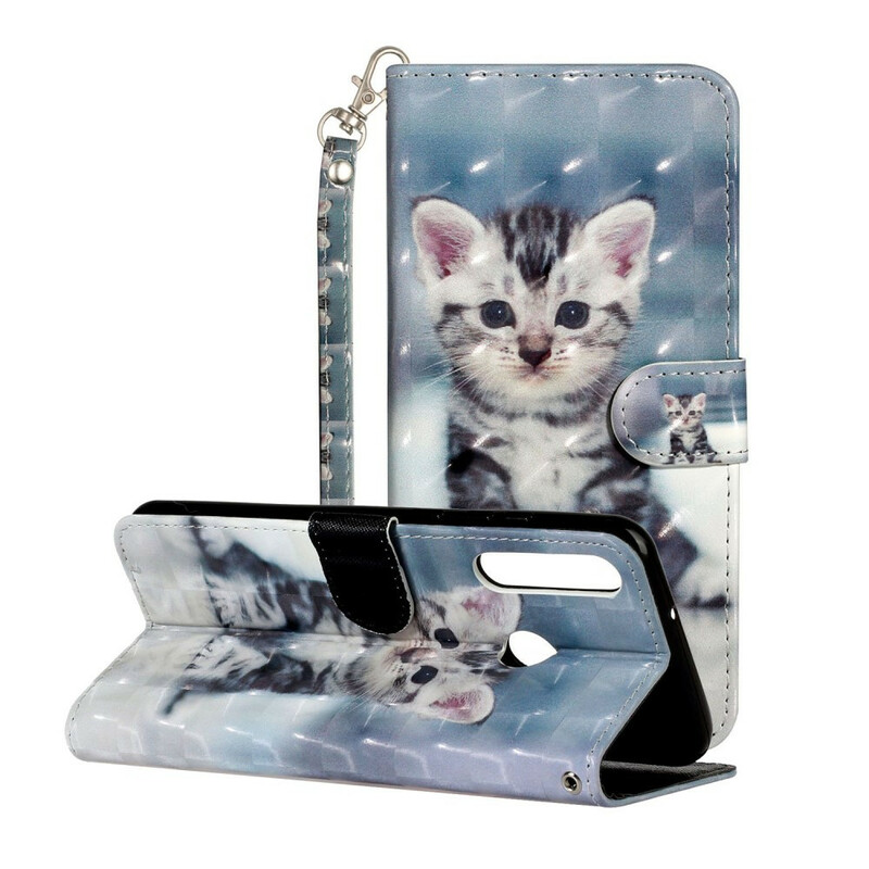 Housse Huawei Y6p Chaton Light Spots à Lanière Housse Huawei Y6p Chaton Light Spots à Lanière