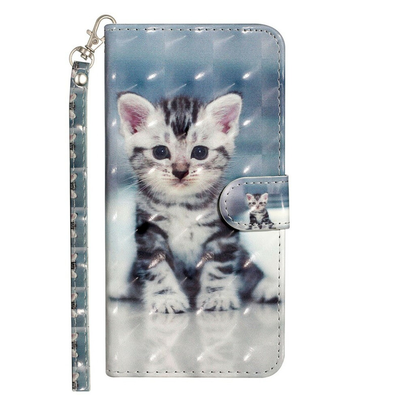 Housse Huawei Y6p Chaton Light Spots à Lanière Housse Huawei Y6p Chaton Light Spots à Lanière