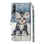 Housse Huawei Y6p Chaton Light Spots à Lanière Housse Huawei Y6p Chaton Light Spots à Lanière