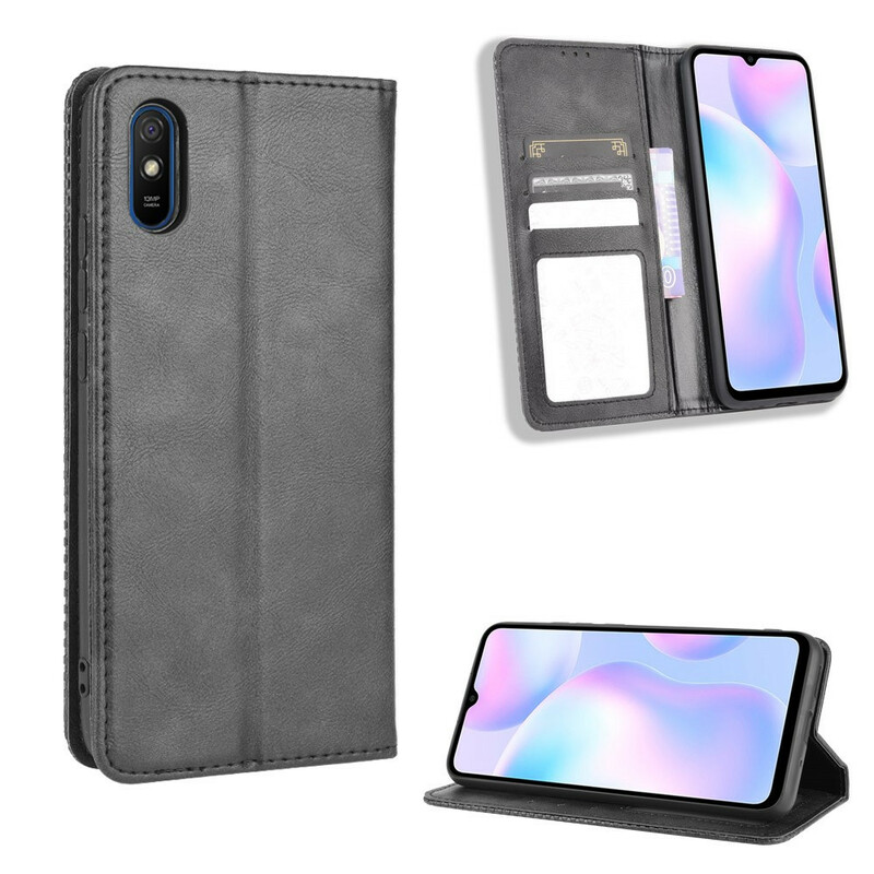 Flip Cover Xiaomi Redmi 9A Effet Cuir Vintage Stylisé Flip Cover Xiaomi Redmi 9A Effet Cuir Vintage Stylisé