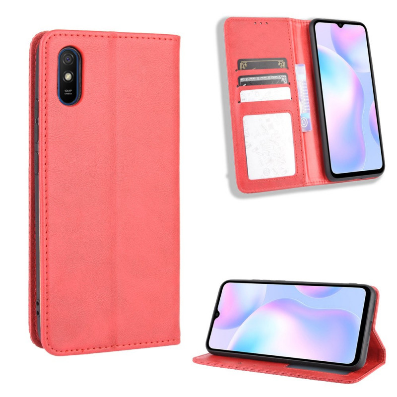 Flip Cover Xiaomi Redmi 9A Effet Cuir Vintage Stylisé