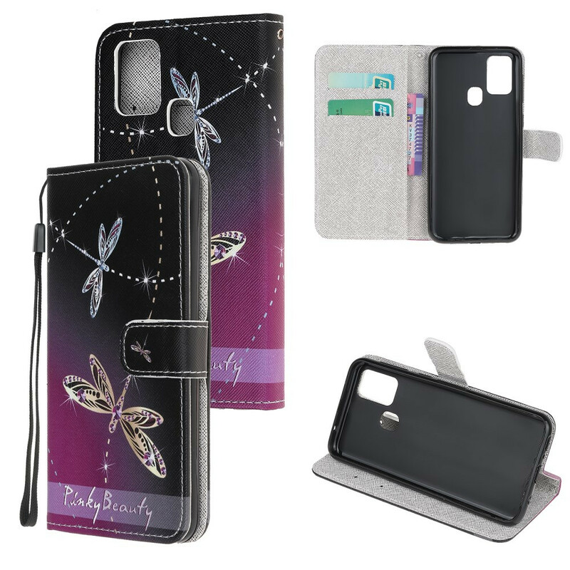 Housse Samsung Galaxy M31 Libellules à Lanière Housse Samsung Galaxy M31 Libellules à Lanière