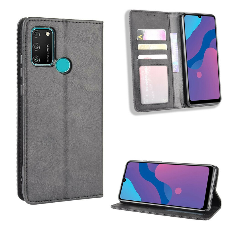 Flip Cover Honor 9A Effet Cuir Vintage Stylisé Flip Cover Honor 9A Effet Cuir Vintage Stylisé