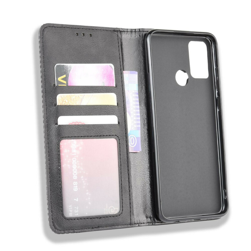 Flip Cover Honor 9A Effet Cuir Vintage Stylisé Flip Cover Honor 9A Effet Cuir Vintage Stylisé
