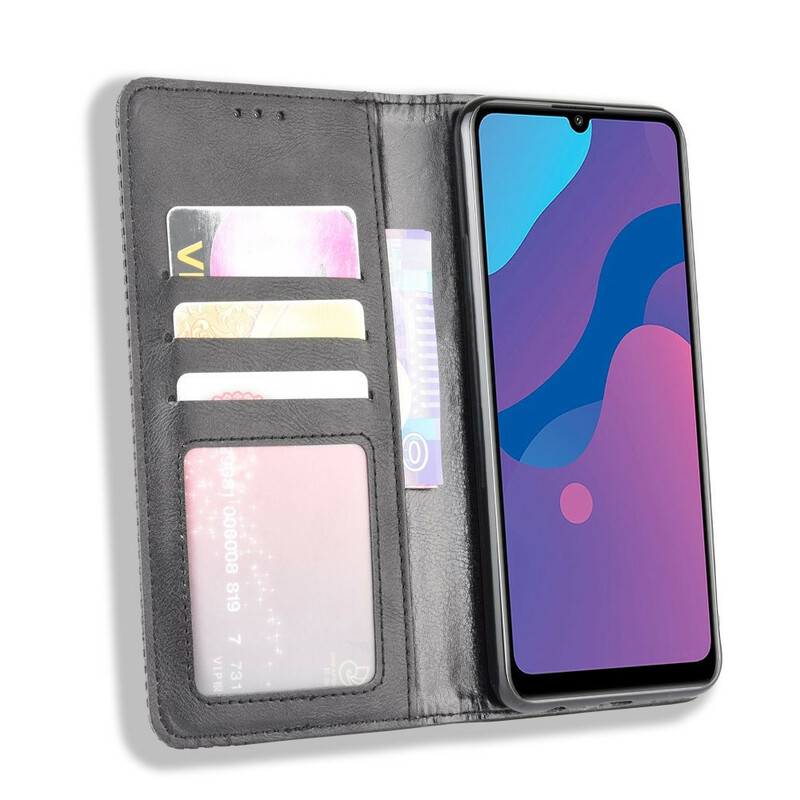 Flip Cover Honor 9A Effet Cuir Vintage Stylisé Flip Cover Honor 9A Effet Cuir Vintage Stylisé